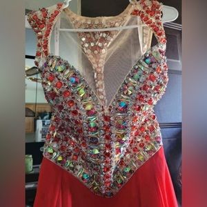 Beautiful Rachel Allan Red jeweled Prom/Event dress